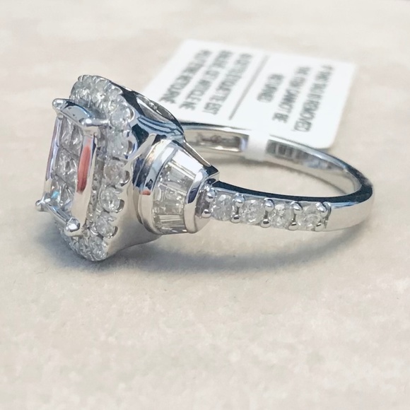 14K White Gold & Genuine Diamond Art Deco Ring - Picture 2 of 13